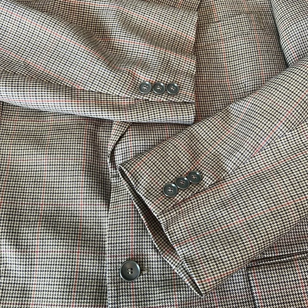 Stanley Blacker Brown Plaid Blazer Size 43R